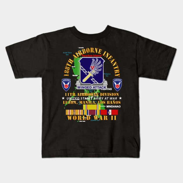 188th Airborne Infantry - The Philippines - WWII w PAC SVC X 300 Kids T-Shirt by twix123844